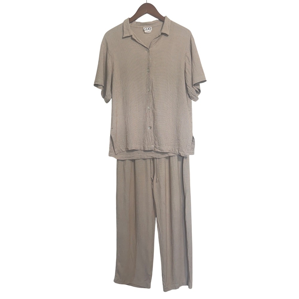 *Read* Vintage Clio Womens Tan Micro Checker 2 Piece Set Small Medium